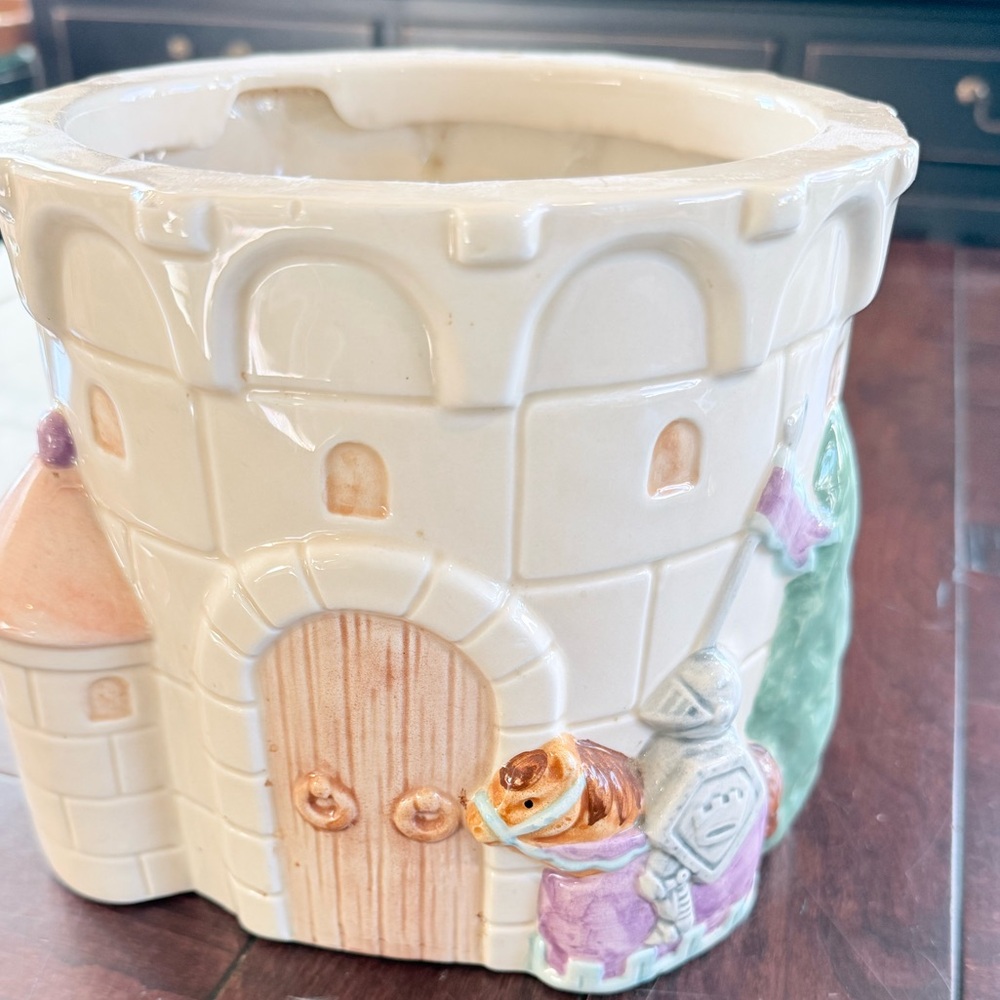 Castle-Themed Ceramic Planter